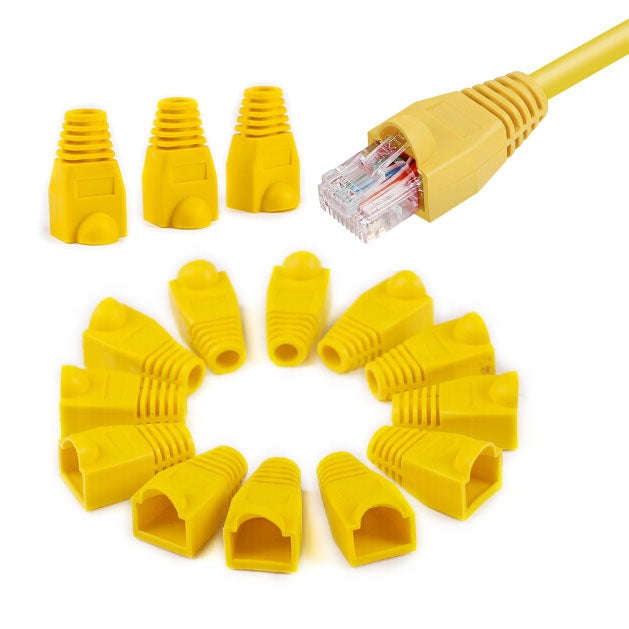 Network Cable Boots Cap Cover for RJ45, Yellow (100 pcs in one packaging , the price is for 100 p...