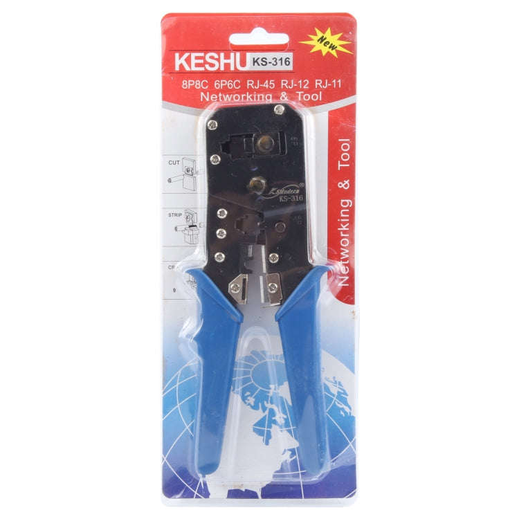 KS-316 RJ45-RJ12-RJ11 Multi-function Networkong Crimping Tool (Blue)