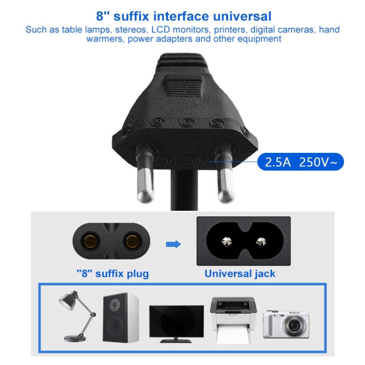 2 Prong Style EU Notebook Power Cord, Cable Length: 1.5m