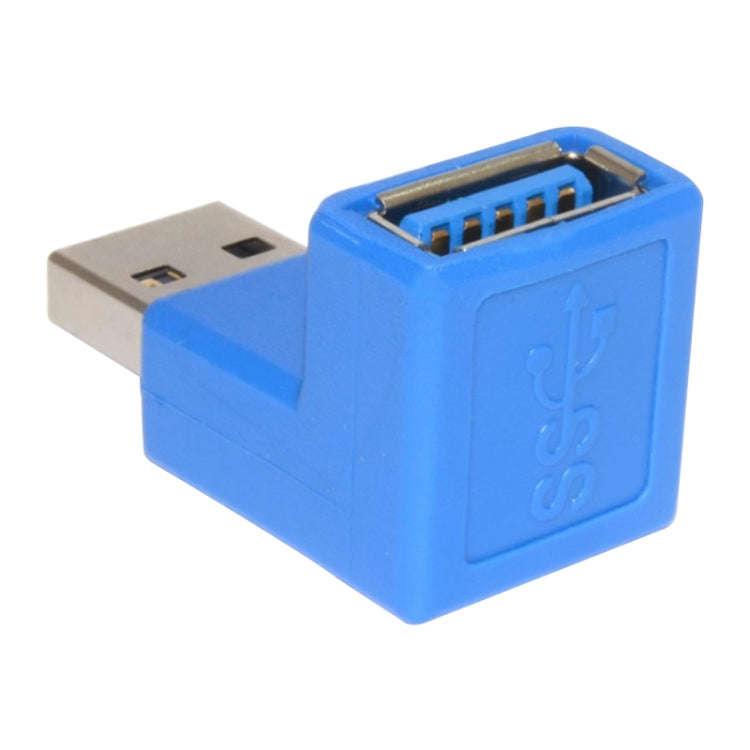 USB 3.0 AM to USB 3.0 AF Cable Adapter with 90 Degree Angle (Blue)