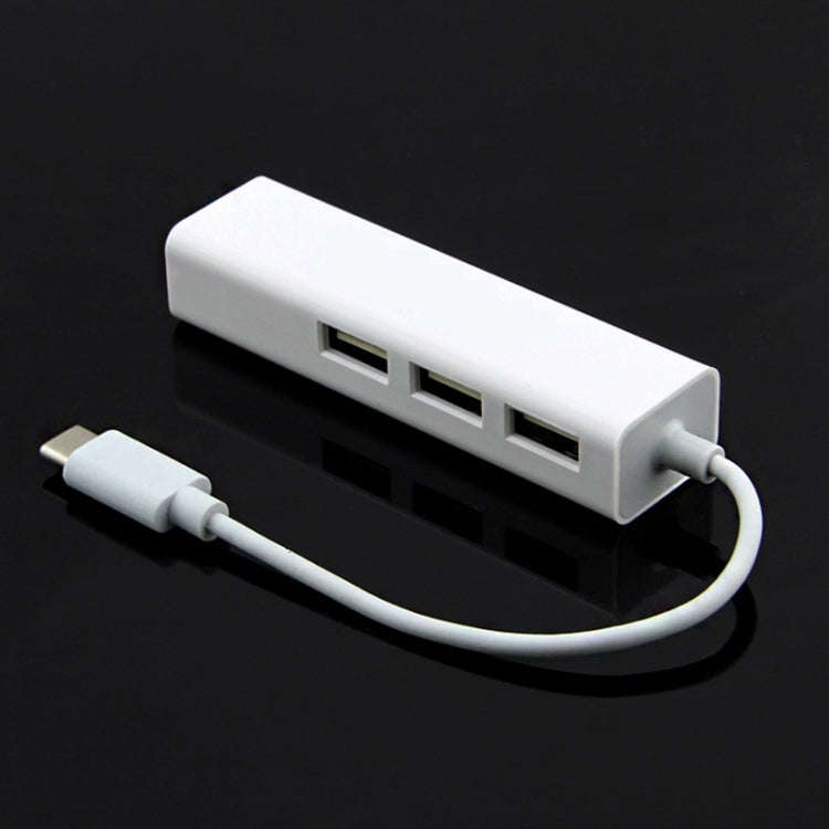 Type-C to 3 x USB and RJ45 Multi-function Adapter, Length: 13cm(White)
