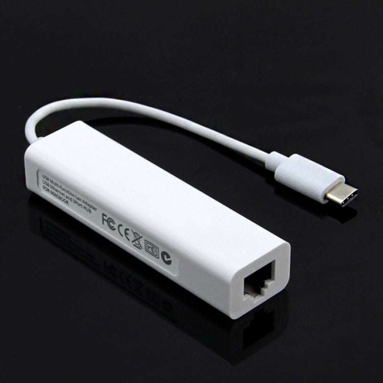 Type-C to 3 x USB and RJ45 Multi-function Adapter, Length: 13cm(White)