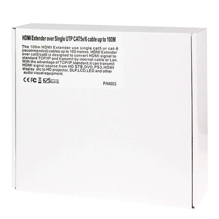 HDMI Extender over Single UTP CAT5e/6 Cable, Transmission Distance: 100m