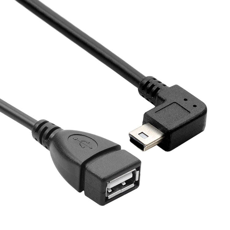90 Degree Mini USB Male to USB 2.0 AF Adapter Cable with OTG Function, Length: 13cm(Black)