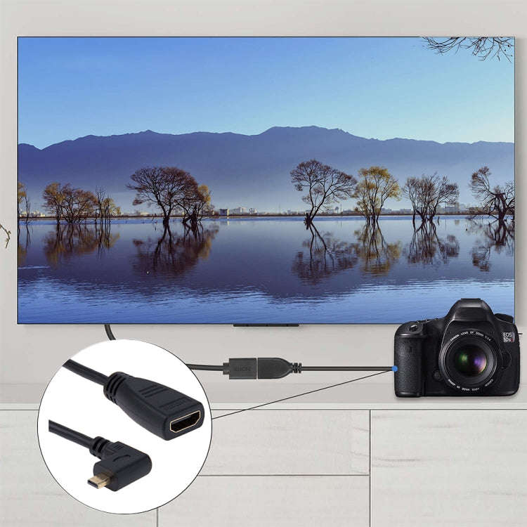 17cm 90 Degree Micro HDMI Right-toward Male to HDMI Female Cable Adapter(Black)
