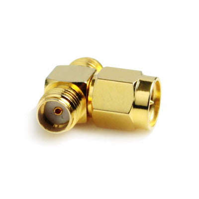 SMA Male to 2 SMA Female Adapter (T Type), Gold Plated(Yellow)