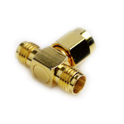 SMA Male to 2 SMA Female Adapter (T Type), Gold Plated(Yellow)