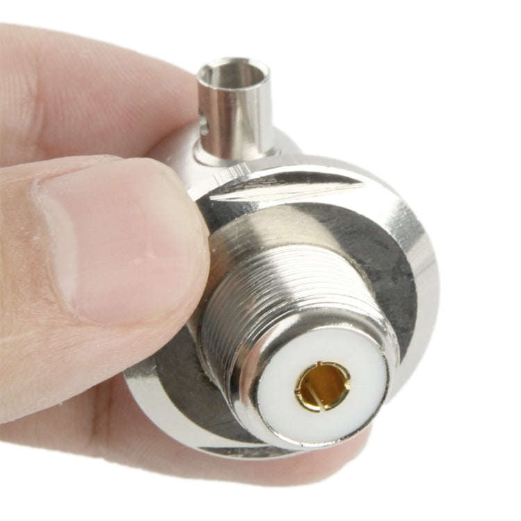 UHF Female Elbow Adapter Connected RG58 RG142 LMR195 Cable(Silver)