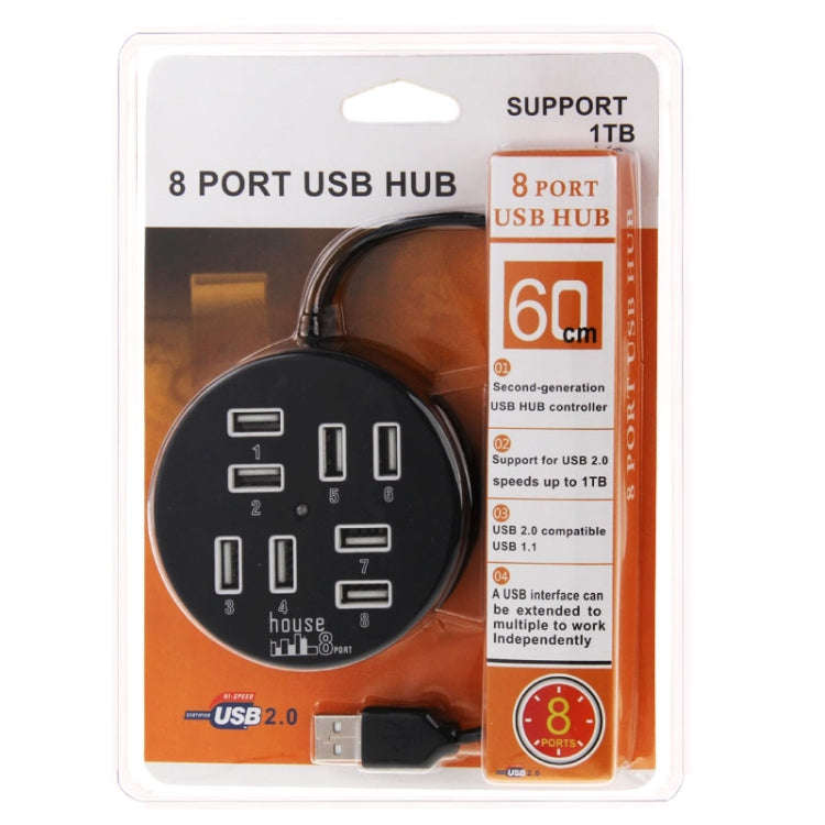 High Speed 8 Ports USB 2.0 Portable Round Hub, Length: 60cmRound Circular 8 Ports USB 2.0 Hub Mul...