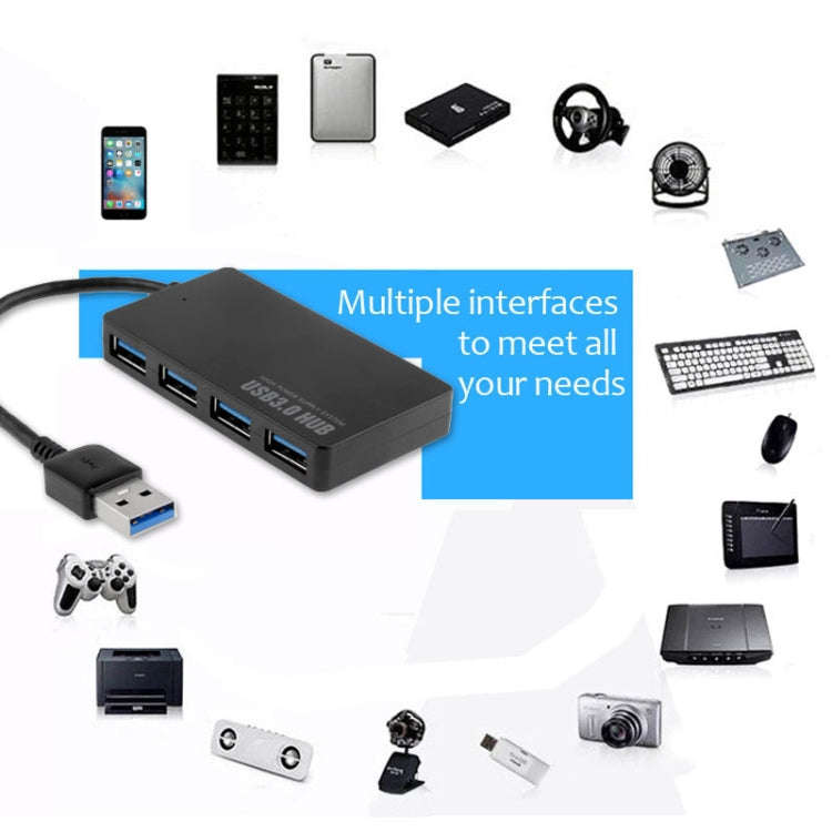 Portable Super Speed 4 Ports USB 3.0 HUB LED Indicator 5Gbps Hot-swap, Clear USB3.0 Signal
