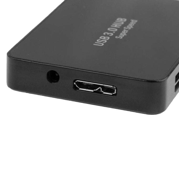 CR-H302 Mirror Surface 4 Ports USB 3.0 Super Speed 5Gbps HUB + 60cm USB 3.0 Transmission Cable(Bl...