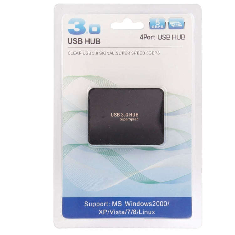 CR-H302 Mirror Surface 4 Ports USB 3.0 Super Speed 5Gbps HUB + 60cm USB 3.0 Transmission Cable(Bl...