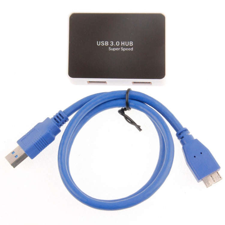 CR-H302 Mirror Surface 4 Ports USB 3.0 Super Speed 5Gbps HUB + 60cm USB 3.0 Transmission Cable(Wh...