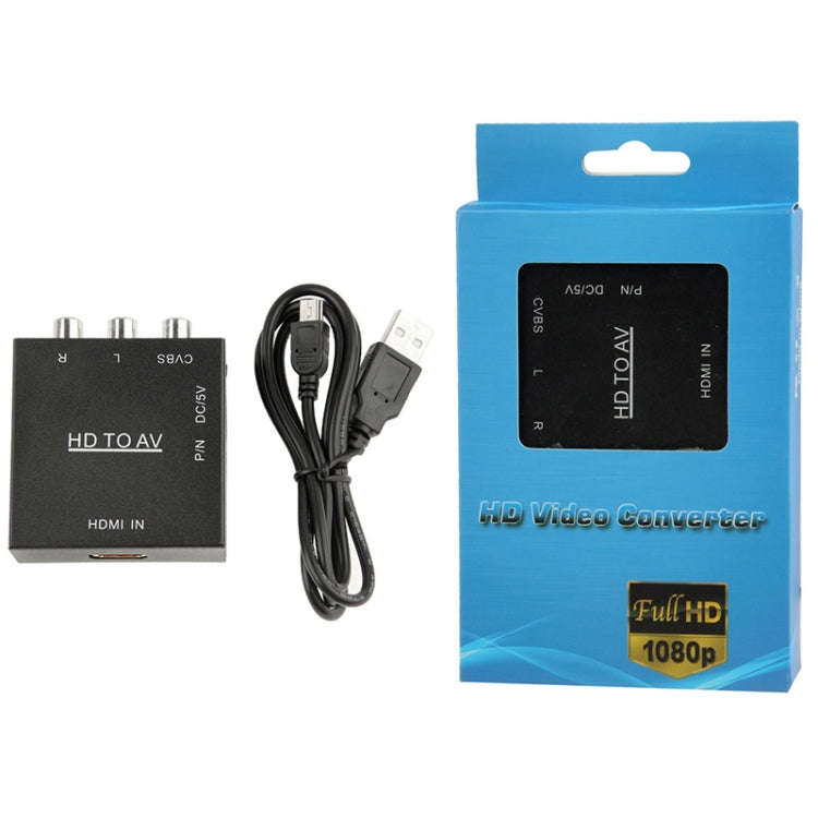 HDV-M610 Mini Size Full HD 1080P HDMI to AV/CVBS Video Converter Adapter(Black)