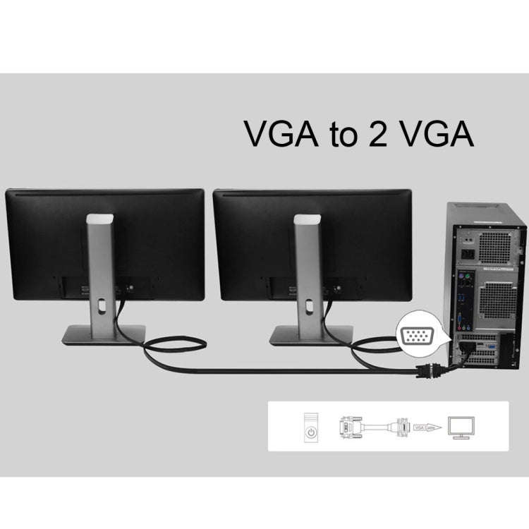 30cm VGA Male to 2 VGA Female Splitter Cable(Black)