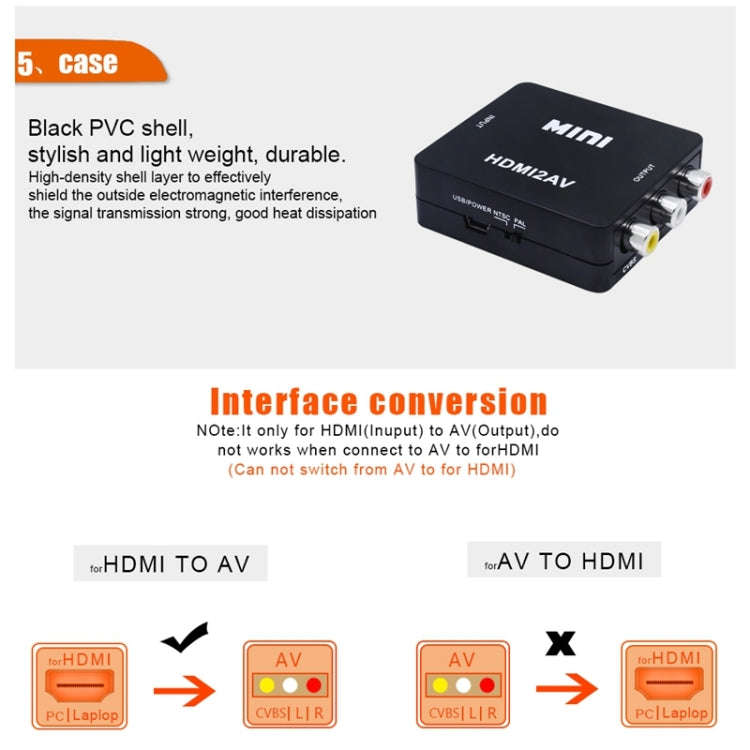 VK-126 Mini HD HDMI to AV/CVBS Video Converter Adapter