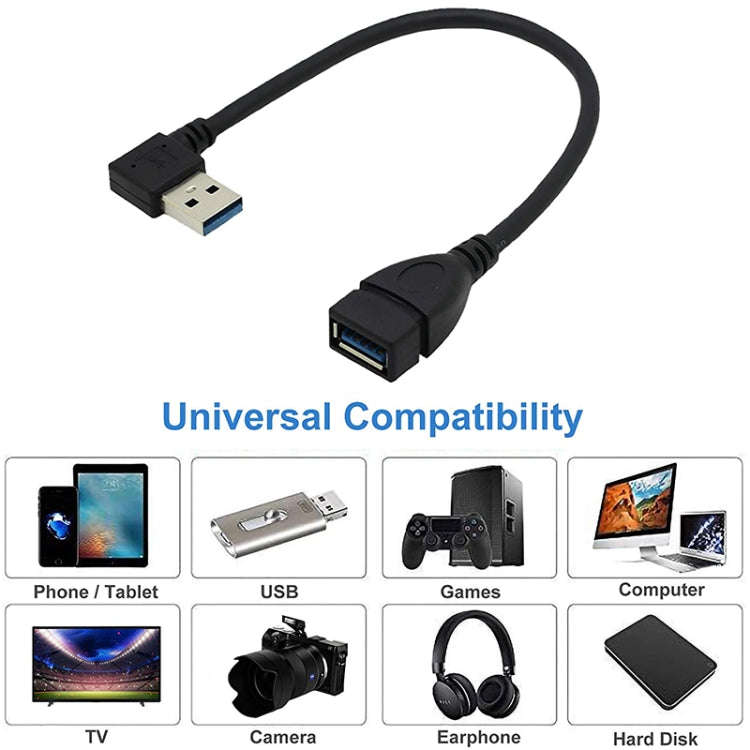 USB 3.0 Right Angle 90 Degree Extension Cable Male to Female Adapter Cord, Length: 18cm