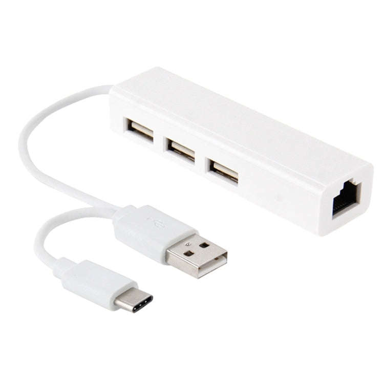 USB-C / Type-C 3.1 to 3 Ports USB HUB + Ethernert Adapter, For Galaxy S8 & S8 + / LG G6 / Huawei ...