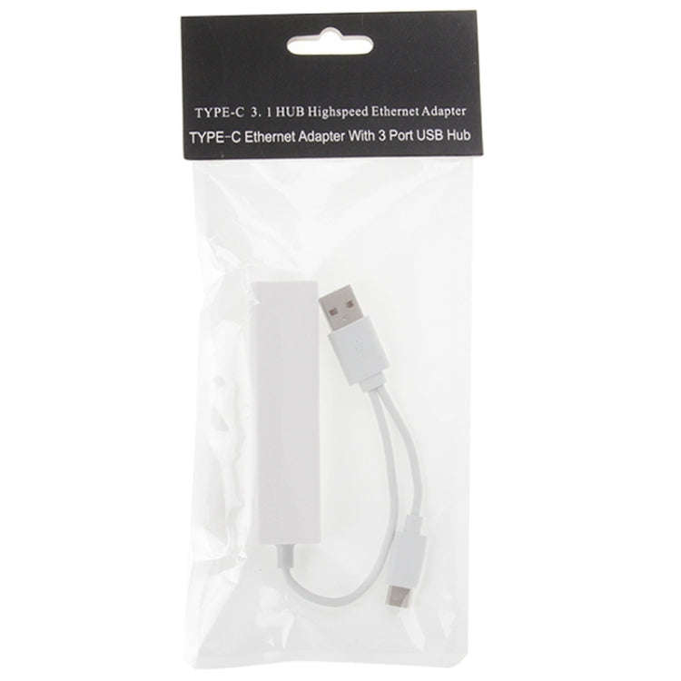 USB-C / Type-C 3.1 to 3 Ports USB HUB + Ethernert Adapter, For Galaxy S8 & S8 + / LG G6 / Huawei ...