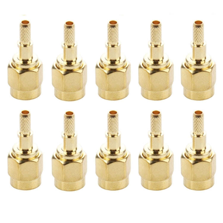 10 PCS Gold Plated Crimp SMA Male Straight Connector Adapter for RG174 / RG188 / RG316 / LMR100 C...