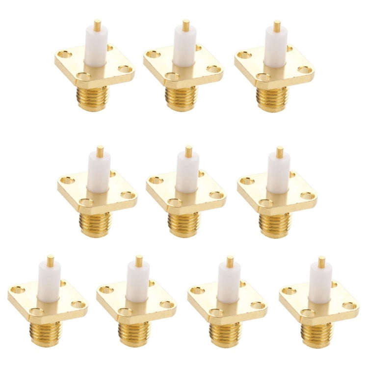 10 PCS Gold Plated SMA Female 4 Holes Chassis Panel Mount Extended Dielectric Solder Connector Ad...