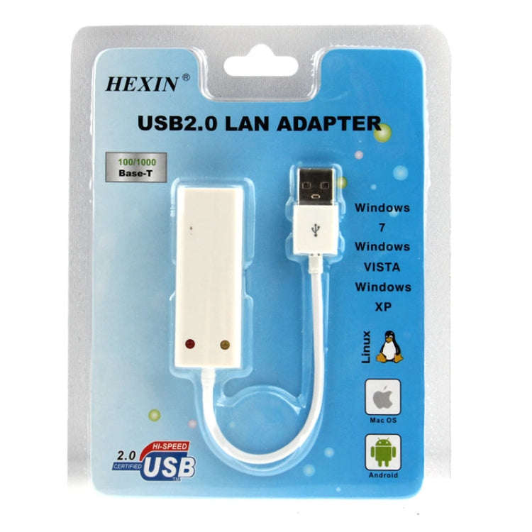 Hexin 100/1000Mhps Base-T USB 2.0 LAN Adapter Card for Tablet / PC / Apple Macbook