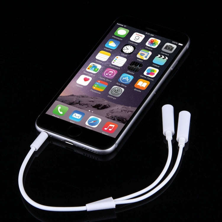 3.5mm Male to 2 Female Plug Jack Stereo Audio Cable for iPhone 6S & 6S Plus & 6 & 6 Plus & 5, iPa...