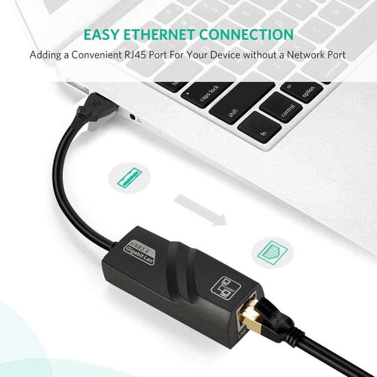 USB 3.0 10 / 100 / 1000Mbps Ethernet Adapter for Laptops, Plug and play(Black)