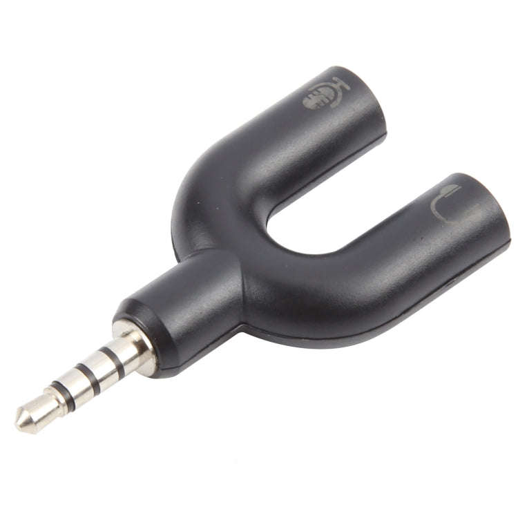 3.5mm Stereo Male to 3.5mm Headphone & Mic Female Splitter Adapter(Black)