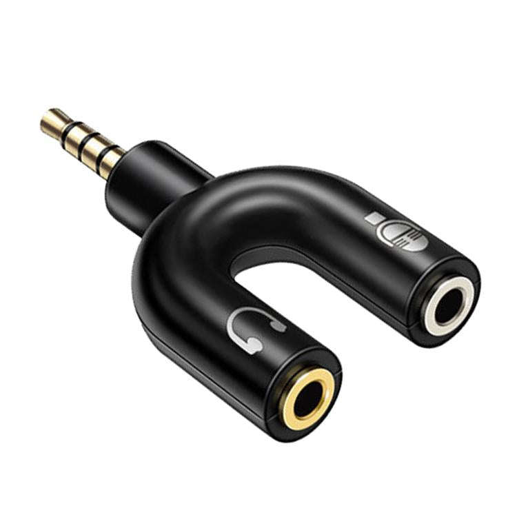 3.5mm Stereo Male to 3.5mm Headphone & Mic Female Splitter Adapter(Black)