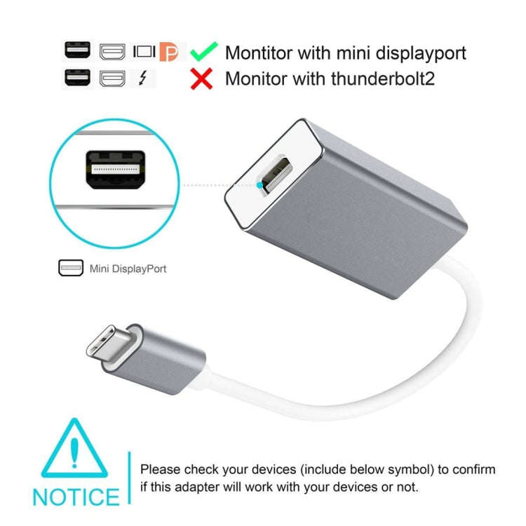 10cm USB-C / Type-C 3.1  to Mini Display Adapter Cable, For MacBook 12 inch, Chromebook Pixel 201...