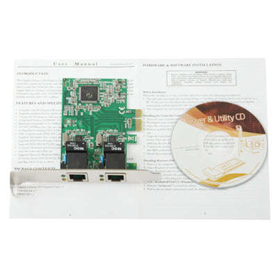 PCI-Express Dual Gigabit Ethernet Controller Card Adapter 2 Port RJ45 10/100/1000 BASE-T (IO-PCE8...