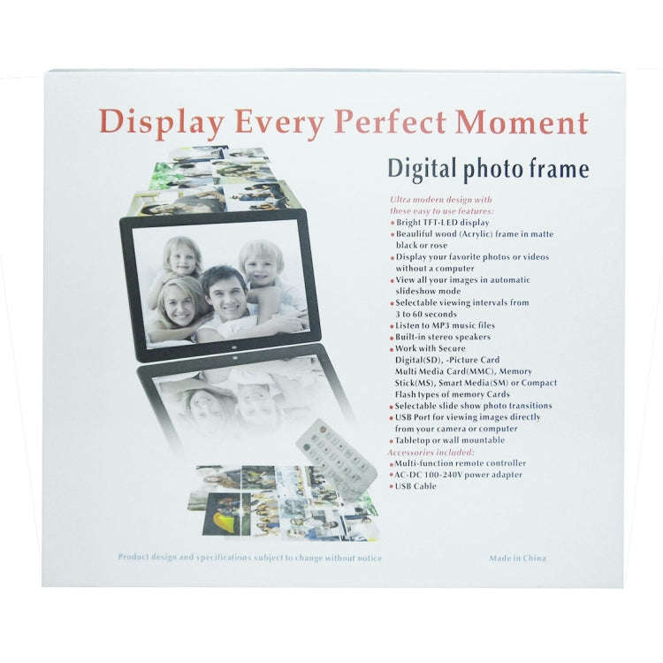 15 inch Digital Picture Frame with Remote Control Support SD / MMC / MS Card and USB , White (133...