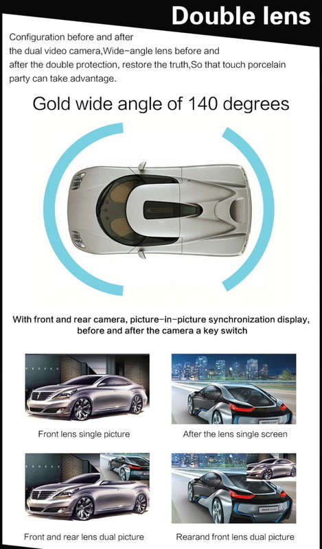 Full HD 1080P 4.3 inch Screen Display Dual Camera Vehicle DVR, 140 Degree Wide Angle Viewing, Sup...