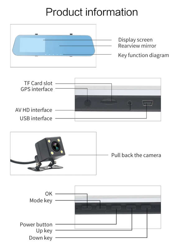 Full HD 1080P 4.3 inch Screen Display Dual Camera Vehicle DVR, 140 Degree Wide Angle Viewing, Sup...