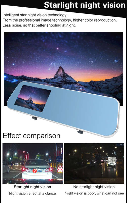 Full HD 1080P 4.3 inch Screen Display Dual Camera Vehicle DVR, 140 Degree Wide Angle Viewing, Sup...