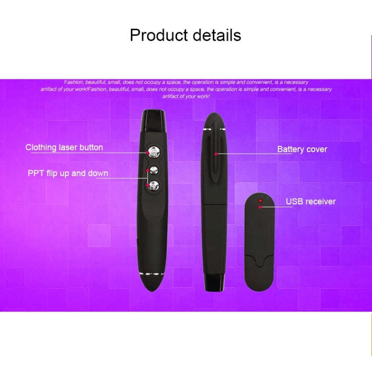 PP-1000 Multimedia Presentation Remote PowerPoint Clicker 2.4GHz RF Laser Pointer with USB Receiv...