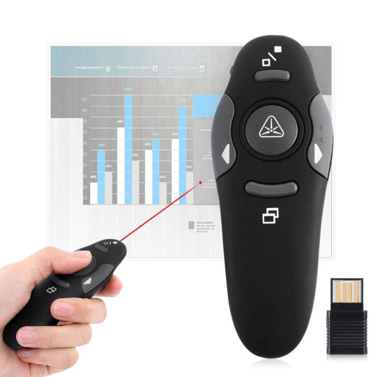 Multimedia Presenter with Laser Pointer & USB Receiver for Projector / PC / Laptop, Control Dista...