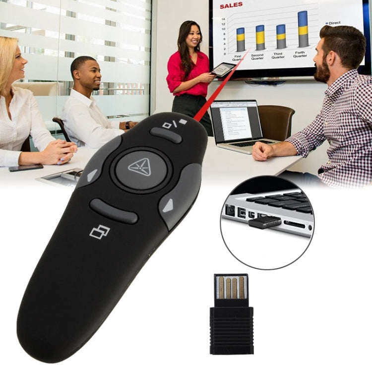 Multimedia Presenter with Laser Pointer & USB Receiver for Projector / PC / Laptop, Control Dista...