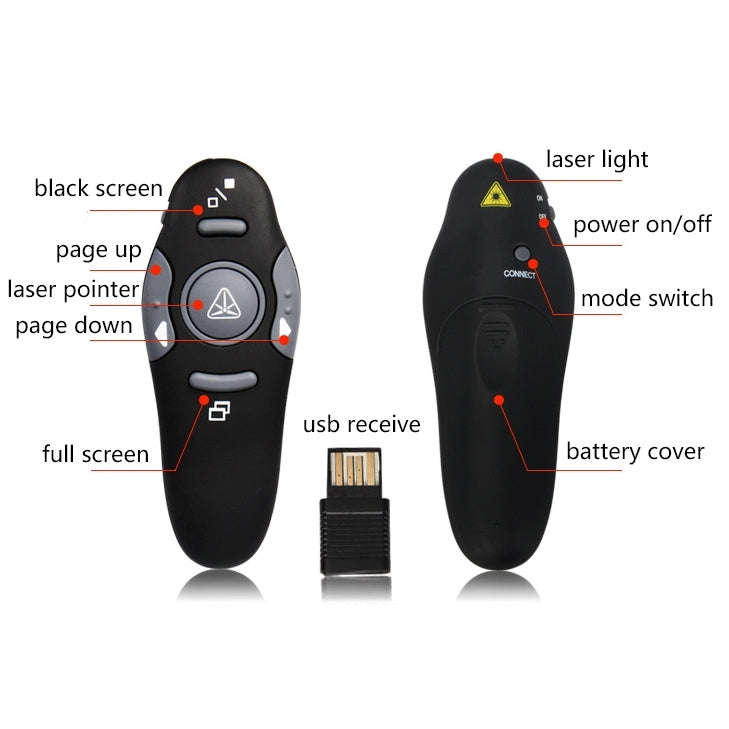 Multimedia Presenter with Laser Pointer & USB Receiver for Projector / PC / Laptop, Control Dista...