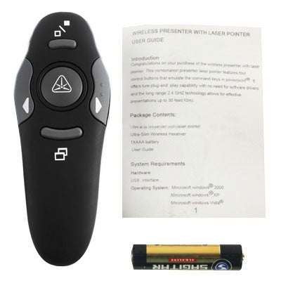 Multimedia Presenter with Laser Pointer & USB Receiver for Projector / PC / Laptop, Control Dista...
