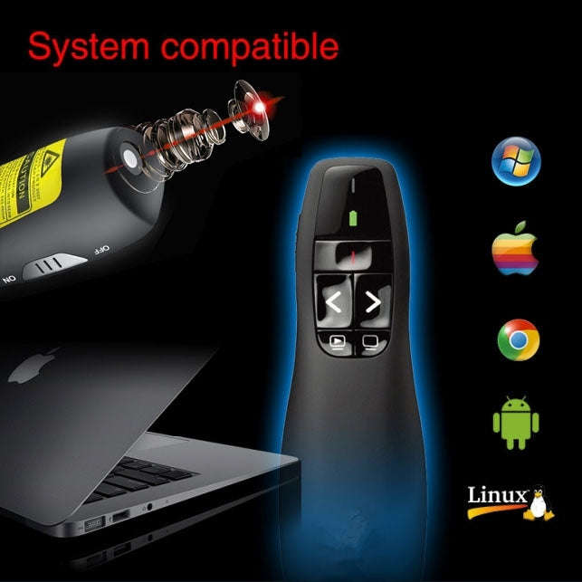 Multimedia Presenter with Laser Pointer & USB Receiver for Projector / PC / Laptop, Control Dista...