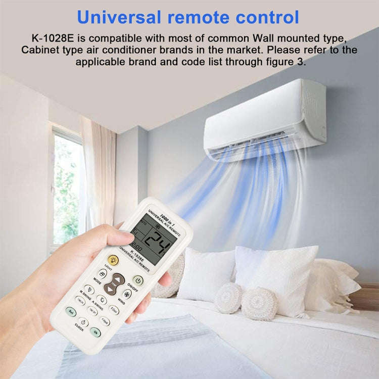 Chunghop K-1028E 1000 in 1 Universal A/C Remote Controller with Flashlight(White)