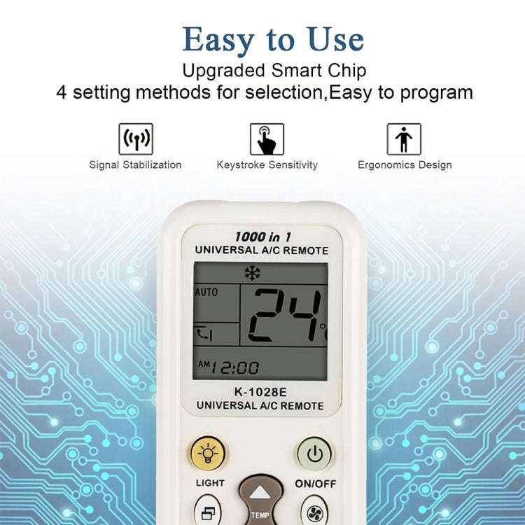 Chunghop K-1028E 1000 in 1 Universal A/C Remote Controller with Flashlight(White)
