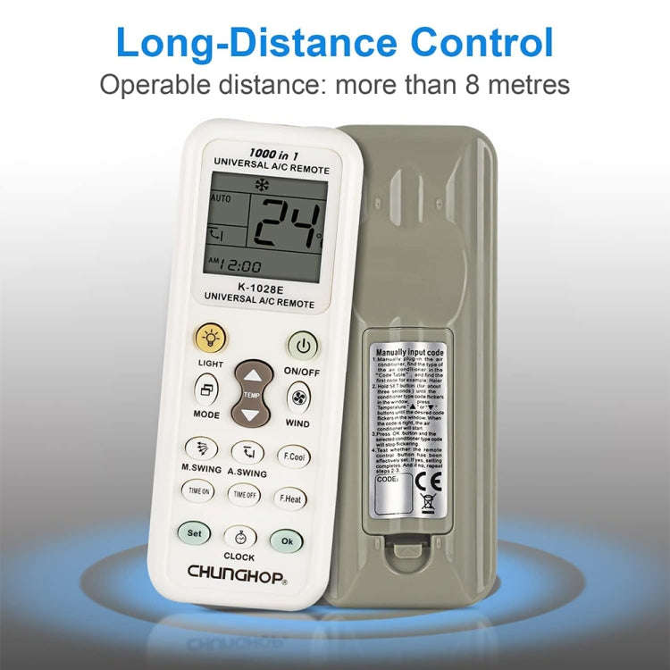 Chunghop K-1028E 1000 in 1 Universal A/C Remote Controller with Flashlight(White)