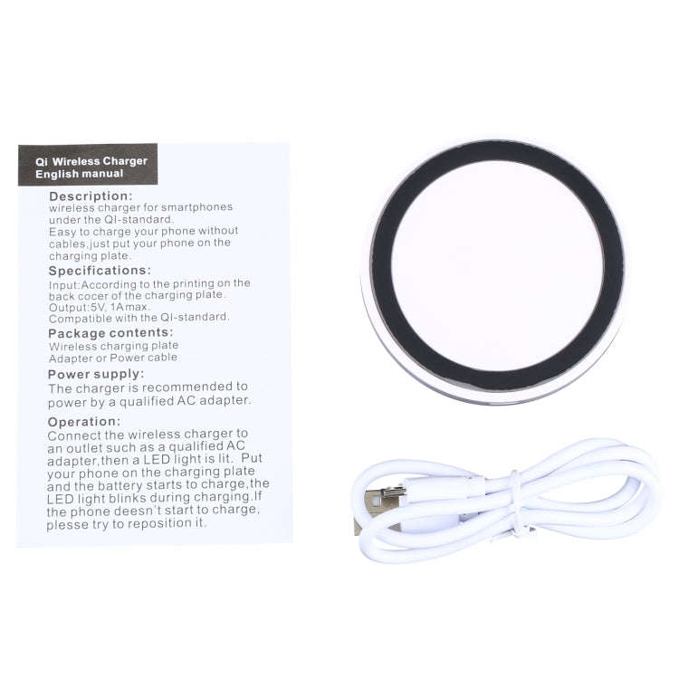 Universal QI Standard Round Wireless Charging Pad (White + Black)