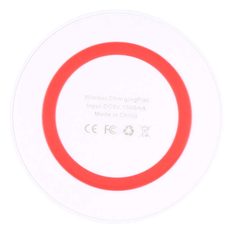 Universal QI Standard Round Wireless Charging Pad (White + Red)