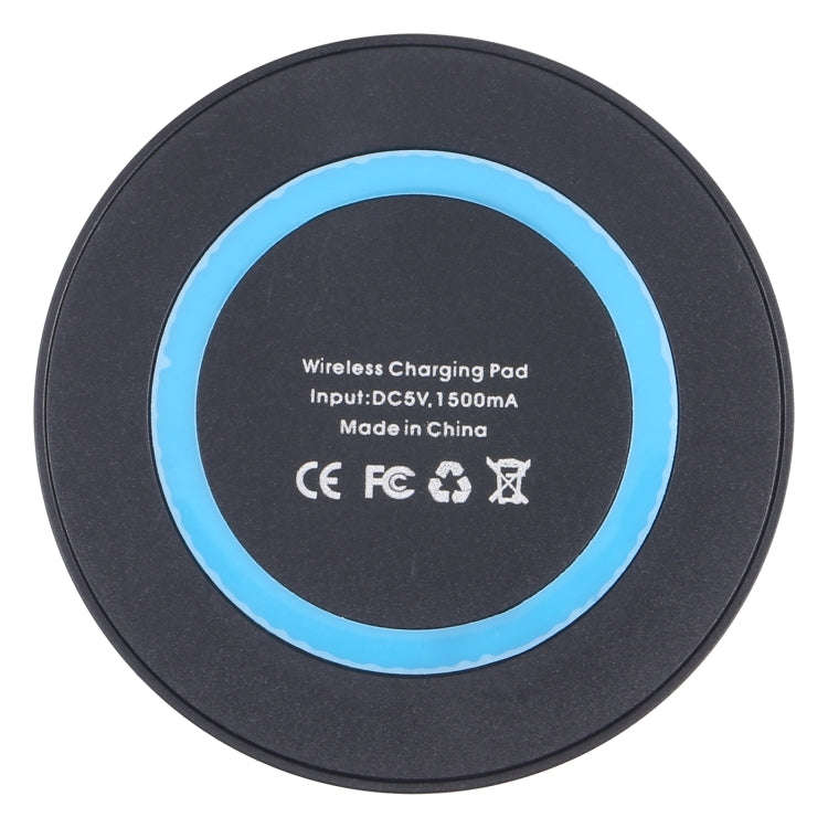 Universal QI Standard Round Wireless Charging Pad (Black + Blue)