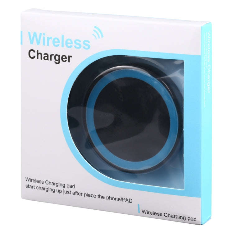 Universal QI Standard Round Wireless Charging Pad (Black + Blue)
