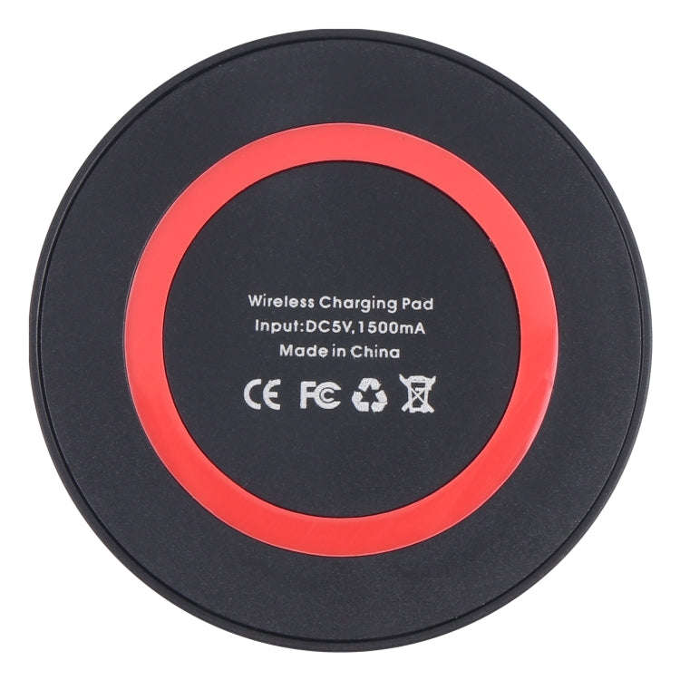Universal QI Standard Round Wireless Charging Pad (Black + Red)